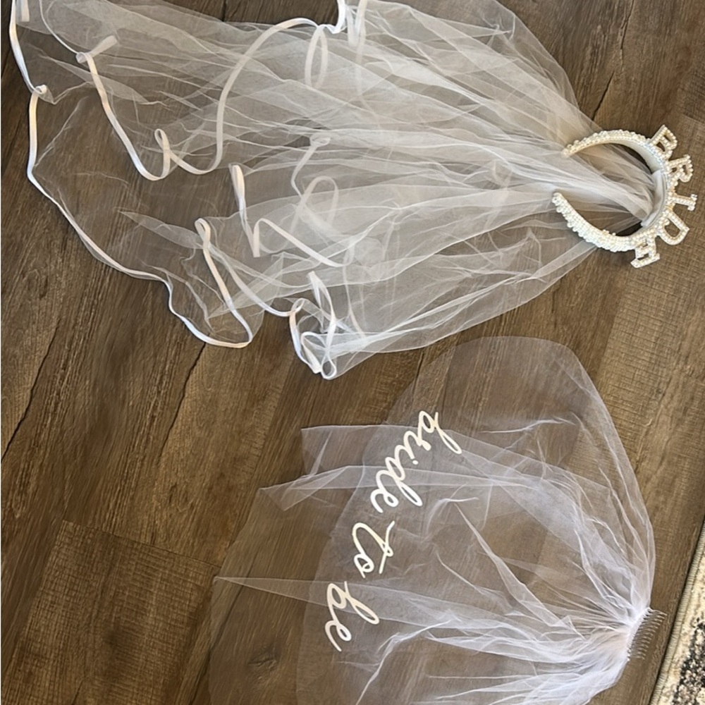 White Bride to Be Veil with Headband